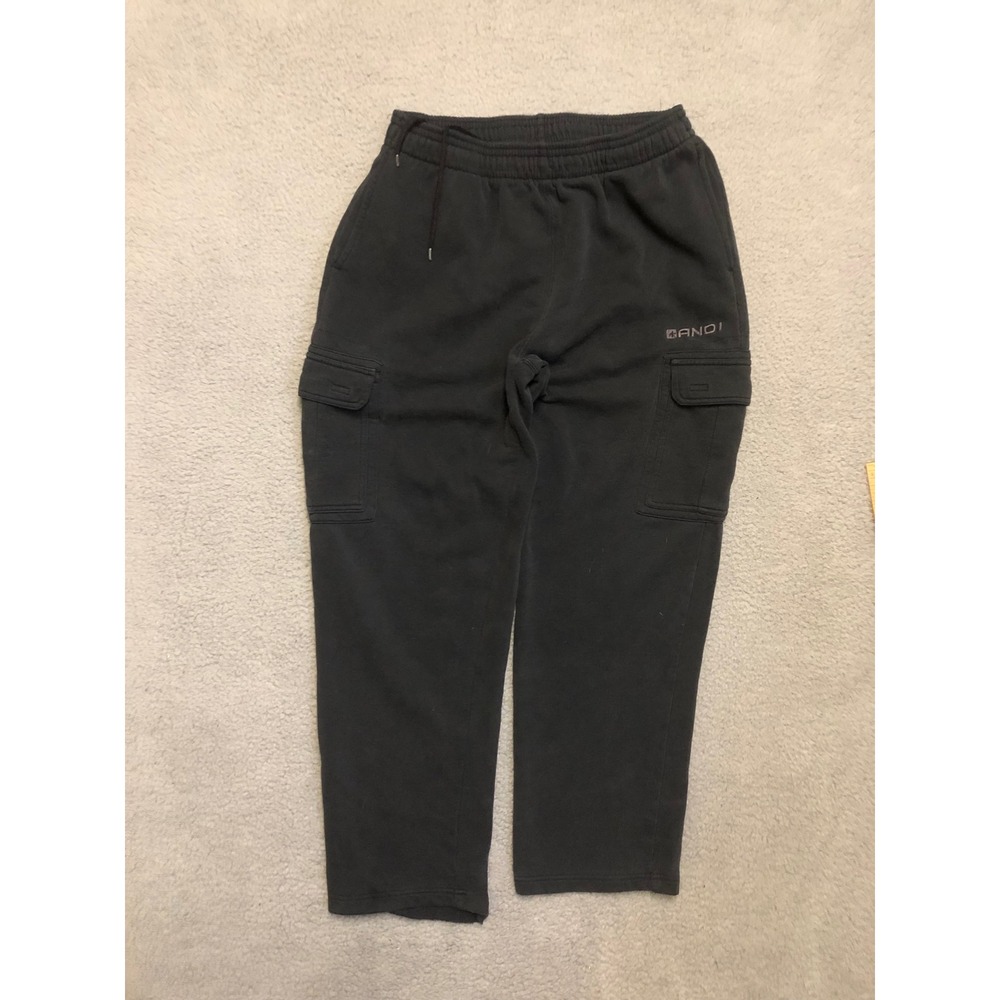 VTG Baggy AND1 Cargo Sweatpants Mens Large Black Fleece Joggers Streetwear Pants